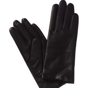 NWT Phenix Black Leather Cashmere Lined Gloves size Large in Gift Box